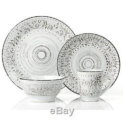 Casual Dinnerware Sets Dishes Service For 4 Everyday Rustic Distressed White New