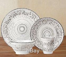 Casual Dinnerware Sets Dishes Service For 4 Everyday Rustic Distressed White S