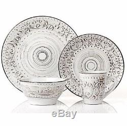 Casual Dinnerware Sets Dishes Service For 4 Everyday Rustic Distressed White S