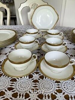 Cauldon England-dinnerware Set-antique Porcelain Est 1774-g0ld Trim- Beautiful