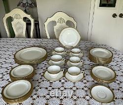 Cauldon England-dinnerware Set-antique Porcelain Est 1774-g0ld Trim- Beautiful