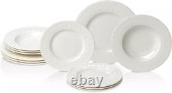 Cellini 12-Piece Dinnerware Set, Premium Porcelain, Made in Germany, White