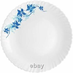 Cello Blue Swirl Opalware Dinner Service Set 20 Piece White Dinnerware Serveware