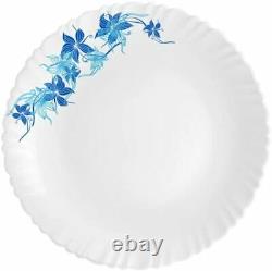 Cello Blue Swirl Opalware Dinner Service Set 20 Piece White Dinnerware Serveware