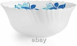 Cello Blue Swirl Opalware Dinner Service Set 20 Piece White Dinnerware Serveware