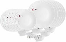 Cello Opalware Dazzle Lush Fiesta Dinner Service Set 18 PCs White Dinnerware