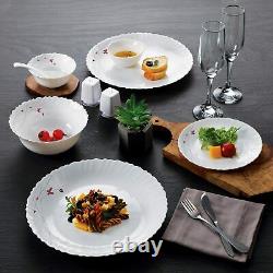 Cello Opalware Dazzle Lush Fiesta Dinner Service Set 18 PCs White Dinnerware