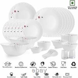 Cello Opalware Dazzle Lush Fiesta Dinner Service Set 35 PCs White Dinnerware