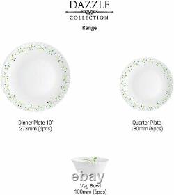 Cello Opalware Dazzle Tropical Lagoon Dinner Service Set 18PCs White Dinnerware