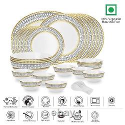 Cello Opalware Dinner Set, 33 Pcs Opal Glass Dinner Set for 6