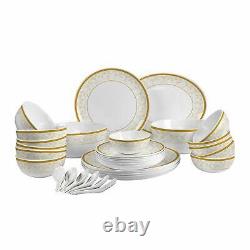 Cello Royal Amber Gold Opal ware Dinner Set, 33 Pieces