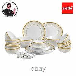 Cello Royal Amber Gold Opal ware Dinner Set, 33 Pieces