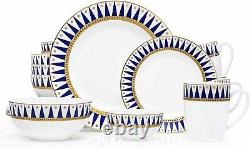 Ceramic Dinnerware Set 20 pc round Dinner Service Dish Bowls Dining Plate White