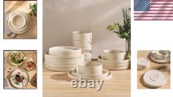 Ceramic Dinnerware Set for 6 18 Pieces Plates Bowls Durable Safe Microwave