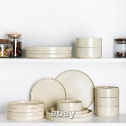 Ceramic Dinnerware Set for 6 18 Pieces Plates Bowls Durable Safe Microwave
