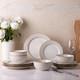 Ceramic Dinnerware Sets, 12 Pcs Embossed Elegant Stoneware Plates and Bowls Sets