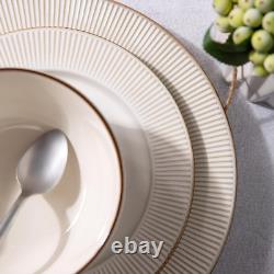 Ceramic Dinnerware Sets, 12 Pcs Embossed Elegant Stoneware Plates and Bowls Sets
