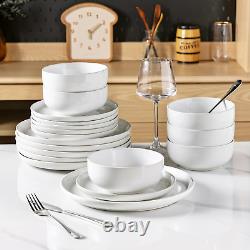 Ceramic Dinnerware Sets, 12 Pieces White Stoneware Dinner Set, Plates and Bowls