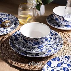 Ceramic Dinnerware Sets Gift Blue White Highly Durable Crack Resistant4 (12pc)