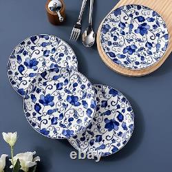 Ceramic Dinnerware Sets Gift Blue White Highly Durable Crack Resistant4 (12pc)