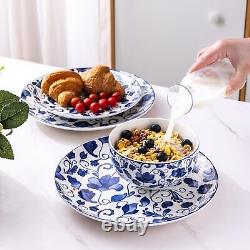 Ceramic Dinnerware Sets Gift Blue White Highly Durable Crack Resistant4 (12pc)