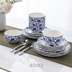 Ceramic Dinnerware Sets Gift Blue White Highly Durable Crack Resistant4 (12pc)