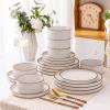 Ceramic Dinnerware Sets of 4, High Edge Stoneware Plates and Bowls Set, Chip and