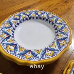 Ceramiche Casola Dinnerware Set Of 7 One Size White Yellow Blue Hand Painted