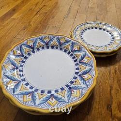 Ceramiche Casola Dinnerware Set Of 7 One Size White Yellow Blue Hand Painted
