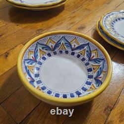 Ceramiche Casola Dinnerware Set Of 7 One Size White Yellow Blue Hand Painted