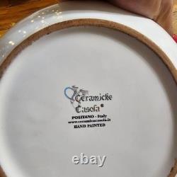 Ceramiche Casola Dinnerware Set Of 7 One Size White Yellow Blue Hand Painted