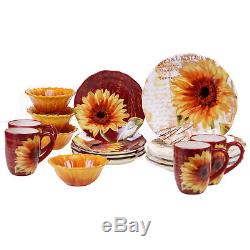 Certified International Paris Sunflower 16 Piece Dinnerware Set, Service for 4