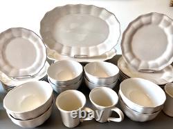 Charlotte Hand-crafted White Dinnerware 8 Place-settings-35 Pcs-pottery Barn