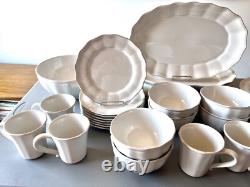 Charlotte Hand-crafted White Dinnerware 8 Place-settings-35 Pcs-pottery Barn