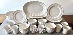 Charlotte Hand-crafted White Dinnerware 8 Place-settings-35 Pcs-pottery Barn
