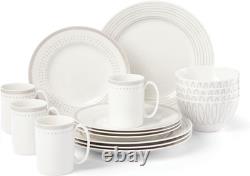 Charlotte Street West 16-Piece Taupe/Grey Dinnerware Set