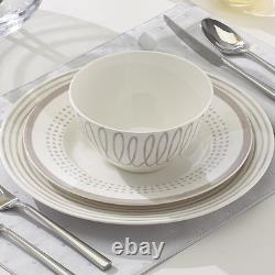 Charlotte Street West 16-Piece Taupe/Grey Dinnerware Set