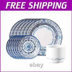 Charming 18-Piece Vitrelle Dinnerware with Seaside Tile Pattern Service for 6#