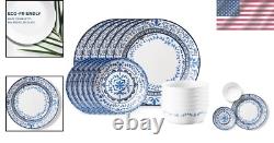 Charming 18-Piece Vitrelle Dinnerware with Seaside Tile Pattern Service for 6#