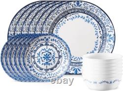 Charming 18-Piece Vitrelle Dinnerware with Seaside Tile Pattern Service for 6#