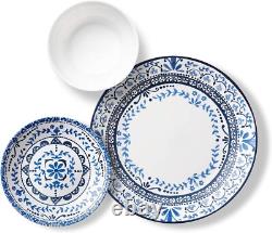 Charming 18-Piece Vitrelle Dinnerware with Seaside Tile Pattern Service for 6#