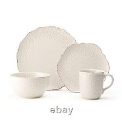 Chateau Cream 16-Piece Stoneware Dinnerware Set, Service for 4, Off White