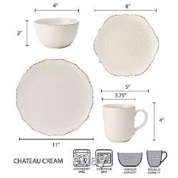 Chateau Cream 16-Piece Stoneware Dinnerware Set, Service for 4, Off White