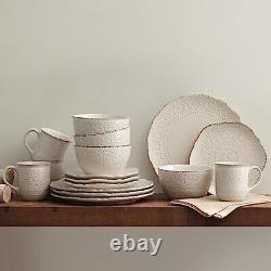 Chateau Cream 16-Piece Stoneware Dinnerware Set, Service for 4, Off White