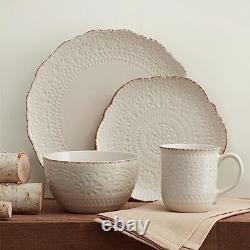 Chateau Cream 16-Piece Stoneware Dinnerware Set, Service for 4, Off White