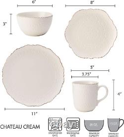 Chateau Cream 16-Piece Stoneware Dinnerware Set, Service for 4, off White