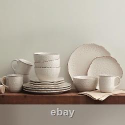 Chateau Cream 16-Piece Stoneware Dinnerware Set, Service for 4, off White