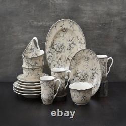 Chic Blue Toile 16-Piece Porcelain Dinnerware Set Adelaide Square Collection