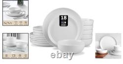 Chip & Scratch Resistant Nova Porcelain Dinnerware Set, Service for 6 White Chip & Scratch Resistant Nova Porcelain Dinnerware Set, Service for 6 White