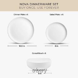 Chip & Scratch Resistant Nova Porcelain Dinnerware Set, Service for 6 White